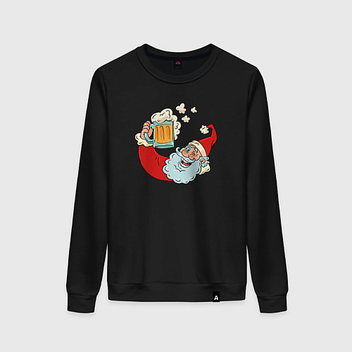 Женский свитшот Санта с пивасиком / Черный – фото 1