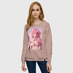 Свитшот хлопковый женский Яэ Мико, цвет: пыльно-розовый — фото 2