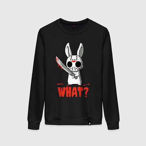 Женский свитшот Зайка маньяк в маске / Черный – фото 1