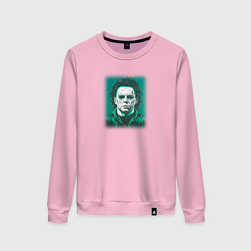 Женский свитшот Майкл Майерс из фильма Хэллоуин / Светло-розовый – фото 1