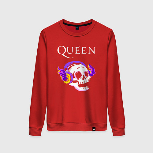 Женский свитшот Queen - неоновый череп / Красный – фото 1