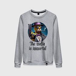 Женский свитшот Гомер Симпсон с пистолетом - мафия бессмертна