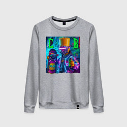 Женский свитшот Скейтбордист Барт Симпсон в кибермаске - неоновое