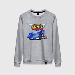 Свитшот хлопковый женский Cool hedgehog - Sonic racing team, цвет: меланж