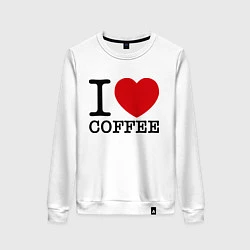 Свитшот хлопковый женский I love coffee, цвет: белый
