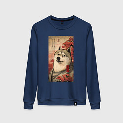 Свитшот хлопковый женский Doge meme - japan style, цвет: тёмно-синий