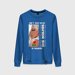 Свитшот хлопковый женский Девушка из аниме с розой, цвет: синий