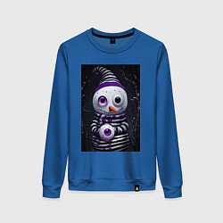 Свитшот хлопковый женский Полосатый снеговик, цвет: синий