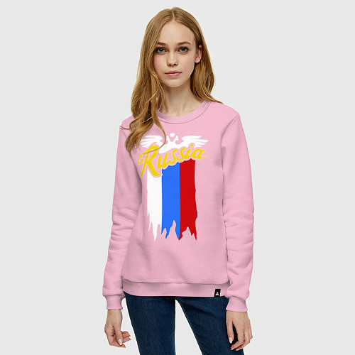 Женский свитшот Russia: tricolor / Светло-розовый – фото 3