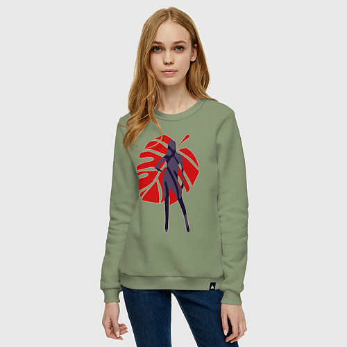 Женский свитшот Девушка на фоне монстеры / Авокадо – фото 3