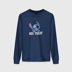 Свитшот хлопковый женский Not today Stitch, цвет: тёмно-синий