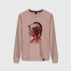 Свитшот хлопковый женский Биокибернетический киборг, цвет: пыльно-розовый