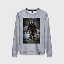 Свитшот хлопковый женский Человек в чернобыле, цвет: меланж