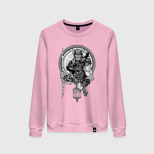 Женский свитшот Славянский бог Перун - покровитель воинов / Светло-розовый – фото 1