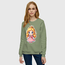 Свитшот хлопковый женский Маленькая принцесса Пич, цвет: авокадо — фото 2