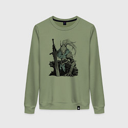 Свитшот хлопковый женский Боевой пехотинец в броне, цвет: авокадо