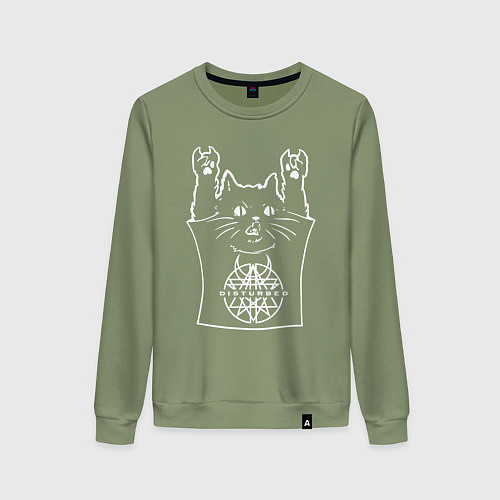 Женский свитшот Disturbed - cat rock / Авокадо – фото 1