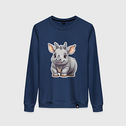 Свитшот хлопковый женский Серый носорог, цвет: тёмно-синий