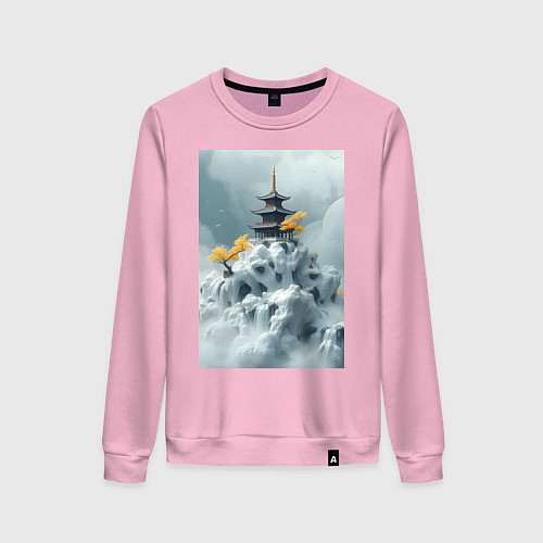 Женский свитшот Тихий японский пейзаж / Светло-розовый – фото 1