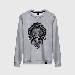 Свитшот хлопковый женский Графичная змея, цвет: меланж