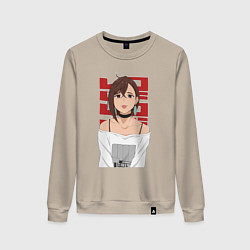 Свитшот хлопковый женский Дандадан: Момо, цвет: миндальный