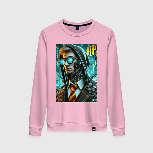 Женский свитшот Cyber Harry Potter - ai art fantasy / Светло-розовый – фото 1