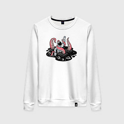 Свитшот хлопковый женский Схватка с космическим осьминогом, цвет: белый