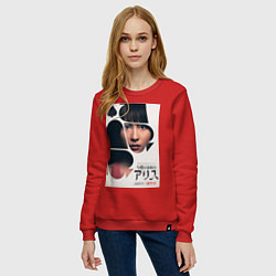 Свитшот хлопковый женский Алиса в пограничье 2 Усаги, цвет: красный — фото 2