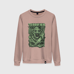 Свитшот хлопковый женский Ужасающий постер, цвет: пыльно-розовый