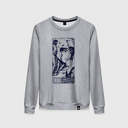 Свитшот хлопковый женский Футуристичная кибернетическая девушка, цвет: меланж