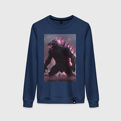 Свитшот хлопковый женский Рев Годзиллы, цвет: тёмно-синий