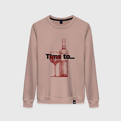 Свитшот хлопковый женский Time to винишко, цвет: пыльно-розовый