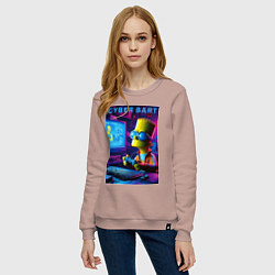 Свитшот хлопковый женский Cyber Bart is an avid gamer, цвет: пыльно-розовый — фото 2