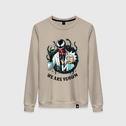 Свитшот хлопковый женский Venom slime and Rick - collaboration, цвет: миндальный