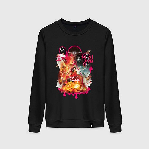 Женский свитшот Игра в кальмара персонажи / Черный – фото 1