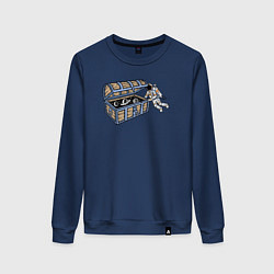 Свитшот хлопковый женский Космический сундук, цвет: тёмно-синий