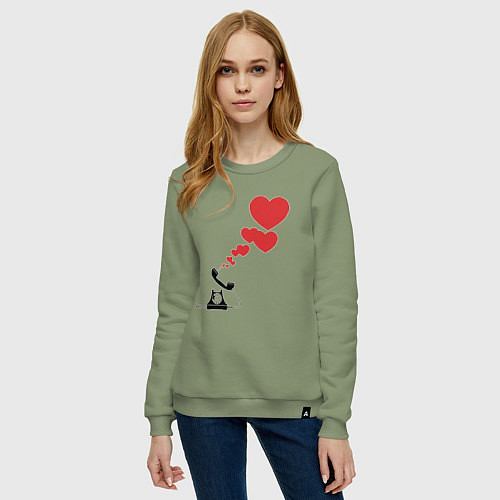 Женский свитшот Телефон с сердечками / Авокадо – фото 3