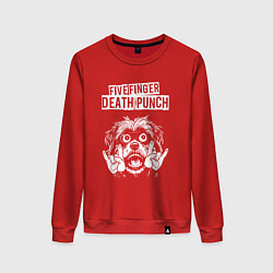 Свитшот хлопковый женский Five Finger Death Punch rock dog, цвет: красный