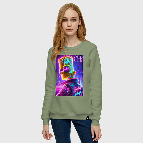 Женский свитшот Cyber Bart - neon glow / Авокадо – фото 3