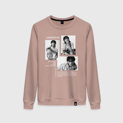 Женский свитшот Jungkook bts black-white / Пыльно-розовый – фото 1