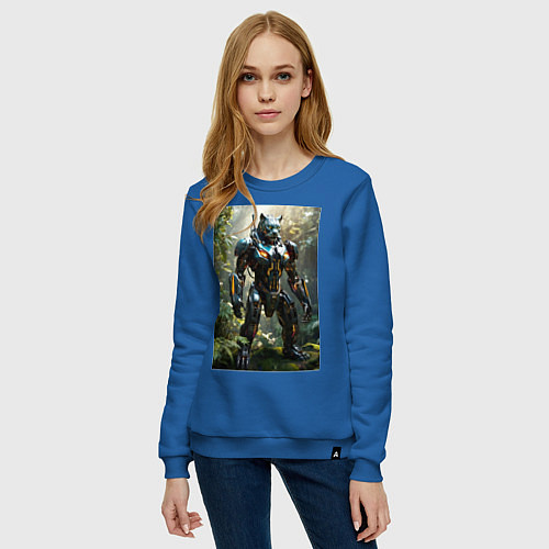 Женский свитшот Кибер-пантера вышла на охоту / Синий – фото 3