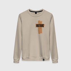 Свитшот хлопковый женский Grunge cross, цвет: миндальный