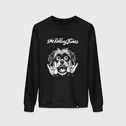 Свитшот хлопковый женский Rolling Stones rock dog, цвет: черный
