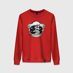 Свитшот хлопковый женский Кораблик в скафандре, цвет: красный