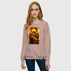 Свитшот хлопковый женский Император человечества восседает на золотом троне, цвет: пыльно-розовый — фото 2