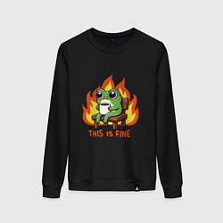 Свитшот хлопковый женский Frog - this is fine, цвет: черный