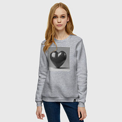 Свитшот хлопковый женский Большое чёрное сердце, цвет: меланж — фото 2