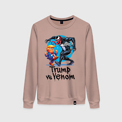 Свитшот хлопковый женский Venom vs Donald Trump - ai art fantasy, цвет: пыльно-розовый