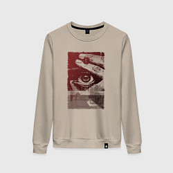 Свитшот хлопковый женский Глаз с пальцами, цвет: миндальный