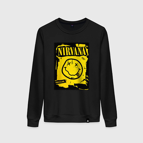 Женский свитшот Нирвана логотип смайл / Черный – фото 1